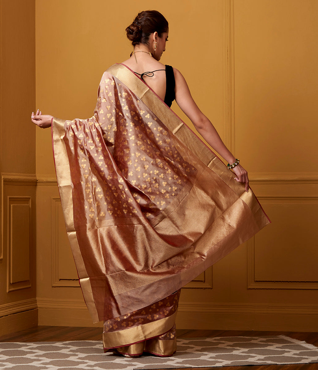 Handloom_Pink_And_Brown_Floral_Booti_Jaal_Saree_WeaverStory_03