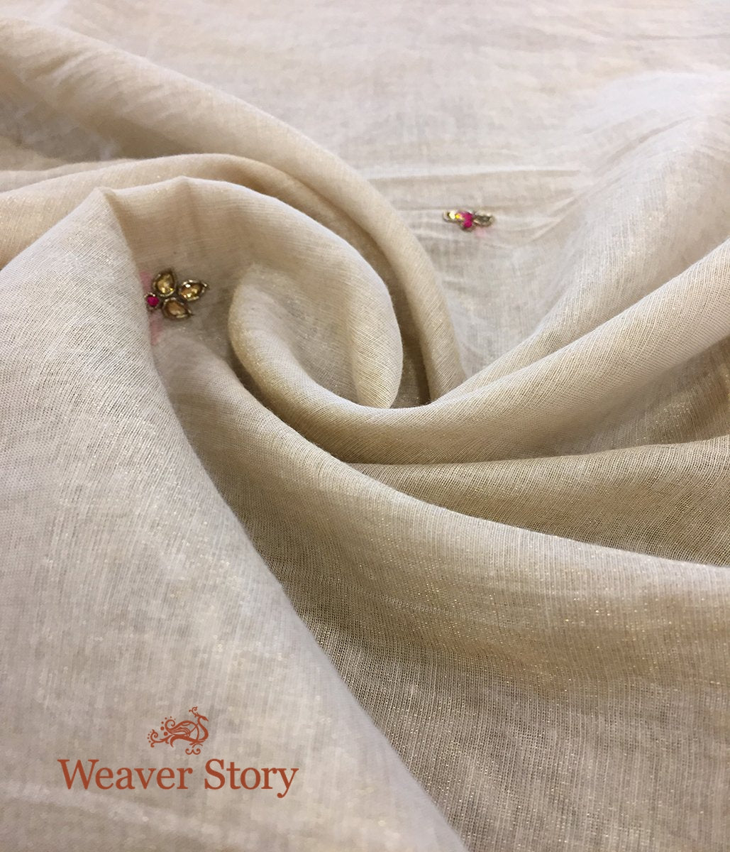 Handloom_Ivory_Cotton_Tissue_Dupatta_with_Kundan_and_Zardozi_Work_WeaverStory_03
