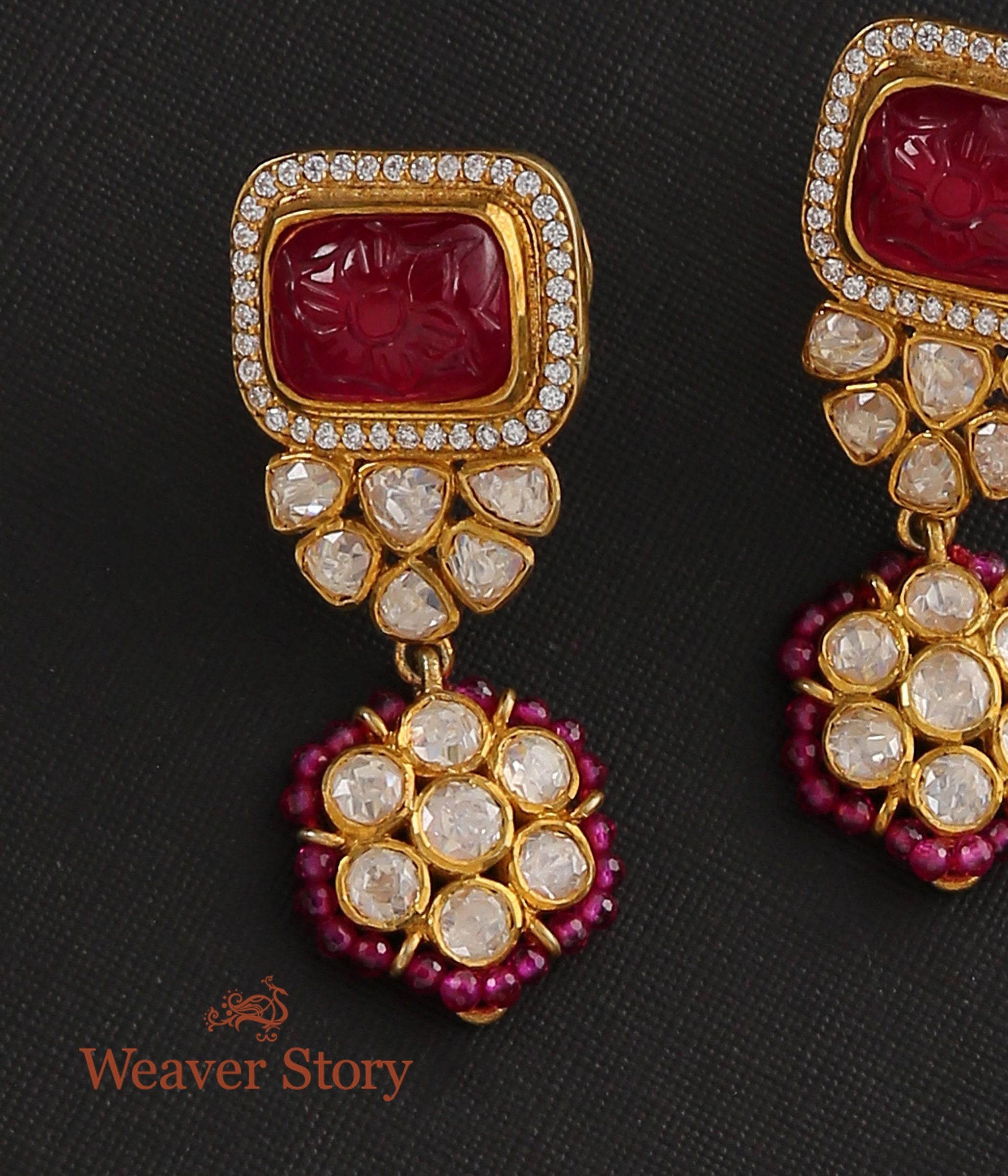 Rubani_Earrings_with_Moissanite_Polki_Cafted_in_Pure_Silver_WeaverStory_03