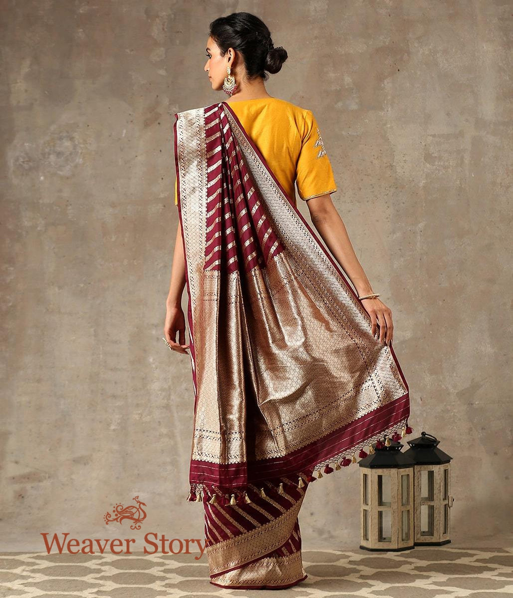 Handwoven_Wine_Diagonal_Bel_Cutwork_Banarasi_Saree_WeaverStory_03