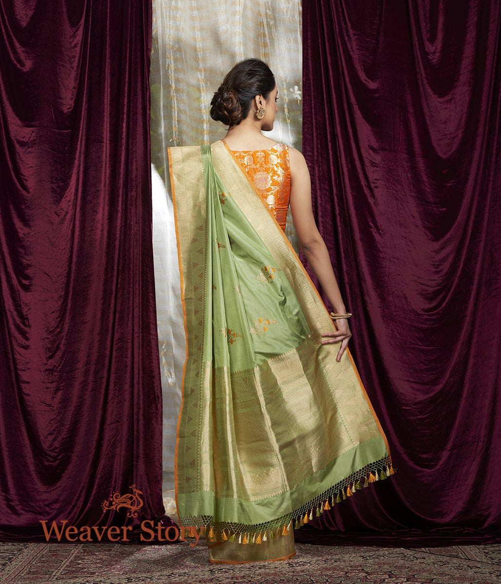 Handwoven_Pista_Green_Katan_Silk_Saree_with_Meenakari_Boota_WeaverStory_03