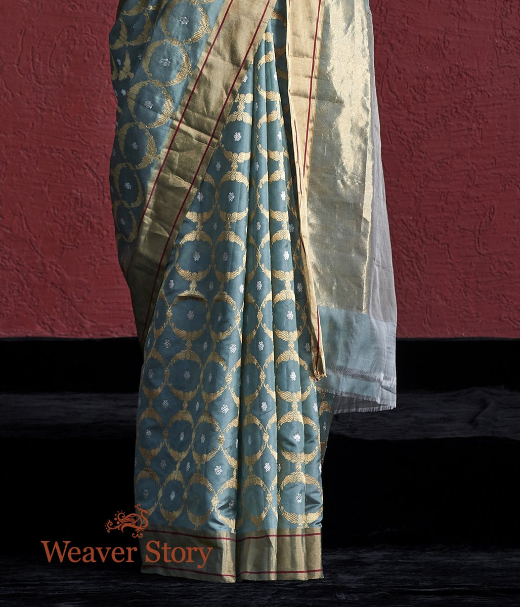 Handwoven_Duck_Egg_Blue_Chanderi_Silk_Saree_with_Zari_Jaal_WeaverStory_04