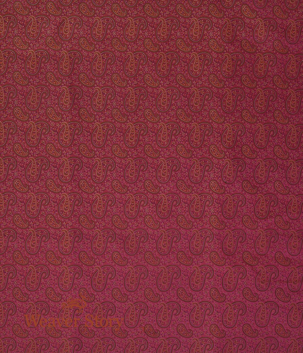 Handloom_Pink_Jamawar_Fabric_with_Small_Paisleys_WeaverStory_04