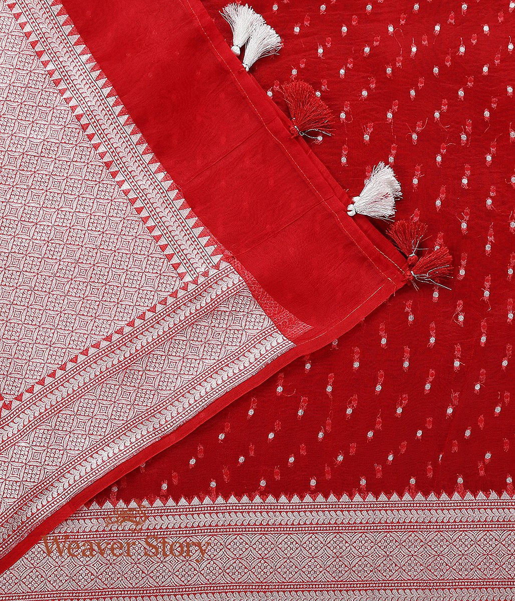 Handloom_Red_Organza_Booti_Dupatta_with_Silver_Zari_WeaverStory_02