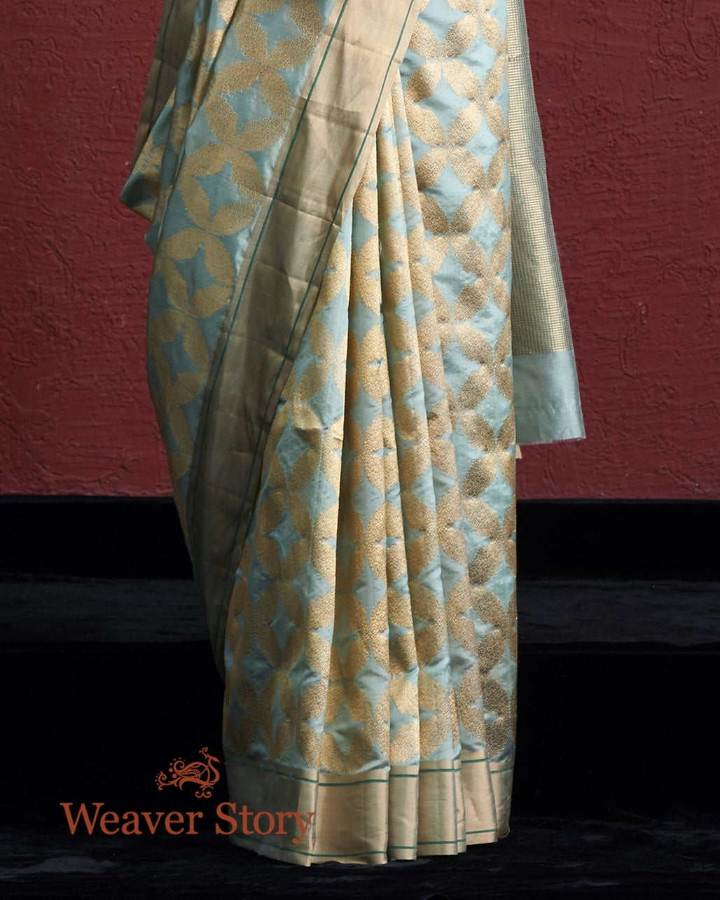 Handwoven_Powder_Blue_Chanderi_Silk_Saree_with_Zari_Jaal_WeaverStory_04