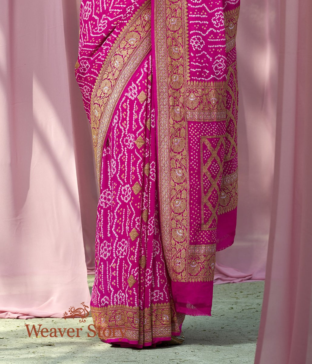 Handloom_Pink_Banarasi_Bandhej_Saree_WeaverStory_04