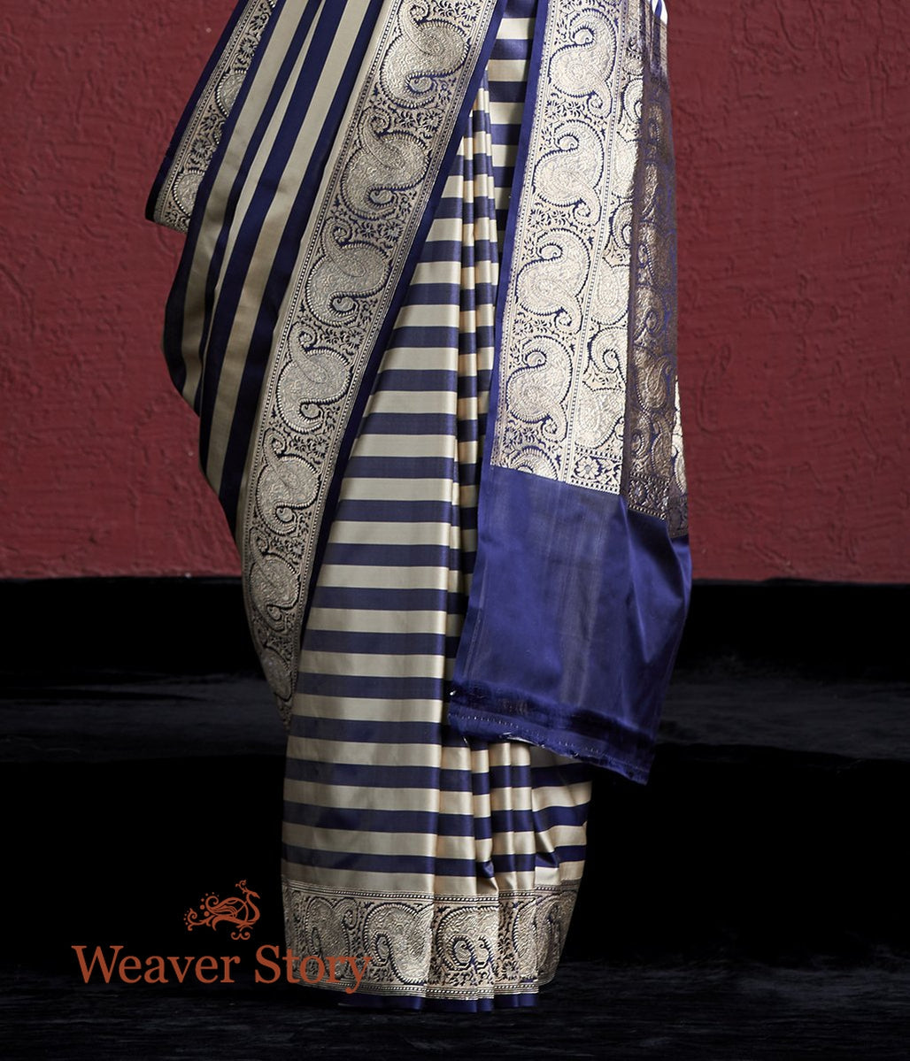 Handwoven_Blue_and_Beige_Mashru_Silk_Banarasi_With_Jamawar_Border_WeaverStory_04