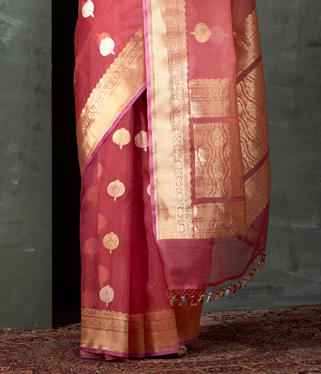 Handwoven_Pink_Kora_Saree_With_Kadhwa_Booti_WeaverStory_04