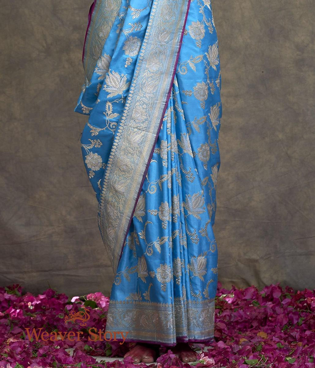 Handwoven_Firozi_Blue_Kadhwa_Jangla_Saree_WeaverStory_04