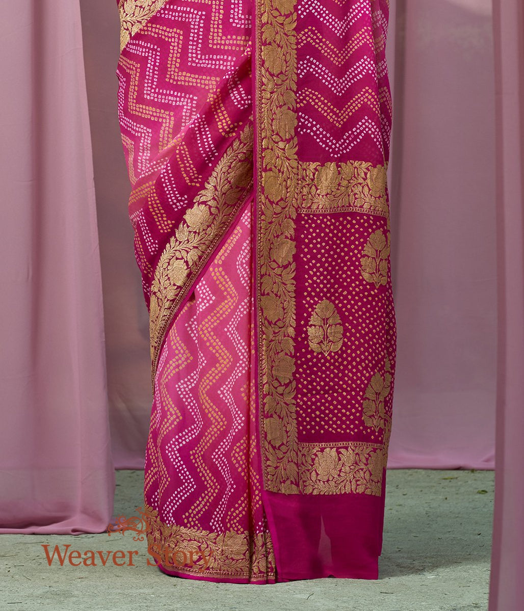 Handwoven_Pink_Shaded_Banarasi_Bandhej_Saree_WeaverStory_04