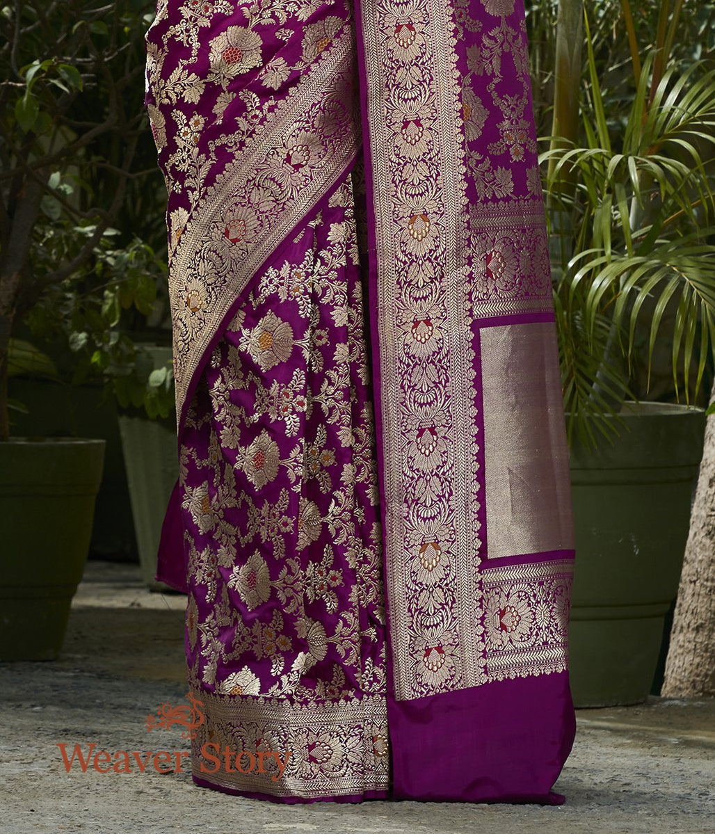Handwoven_Purple_Kadhwa_Meenakari_Jangla_Saree_WeaverStory_04