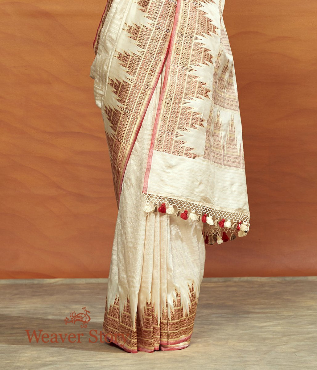 Handwoven_White_Banarasi_Saree_with_Red_Temple_Border_WeaverStory_04