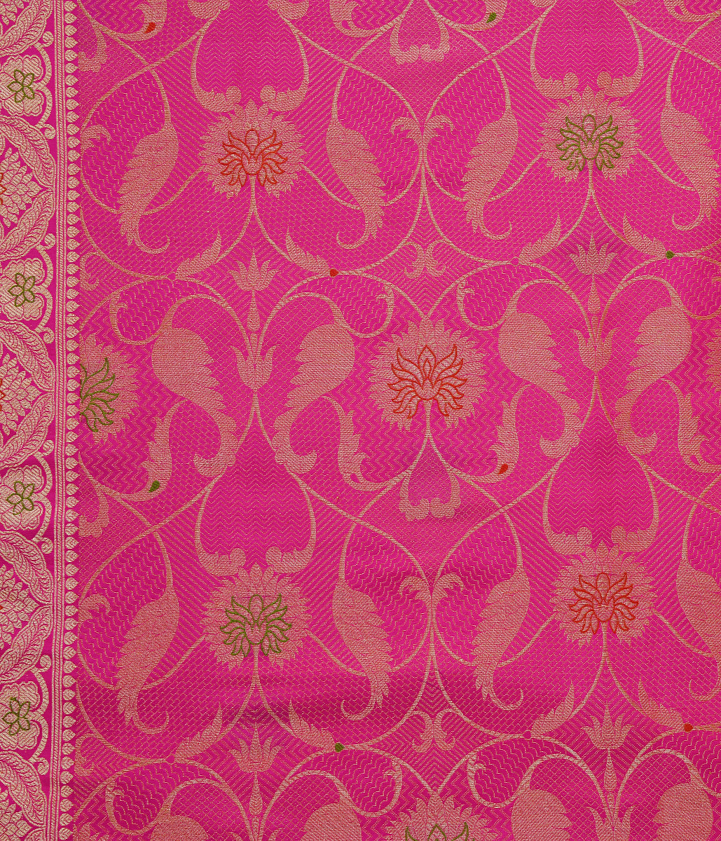 Handloom_Pink_Kimkhab_Fabric_with_Kadhwa_Meenakari_Jaal_and_Meenakari_Border_WeaverStory_04