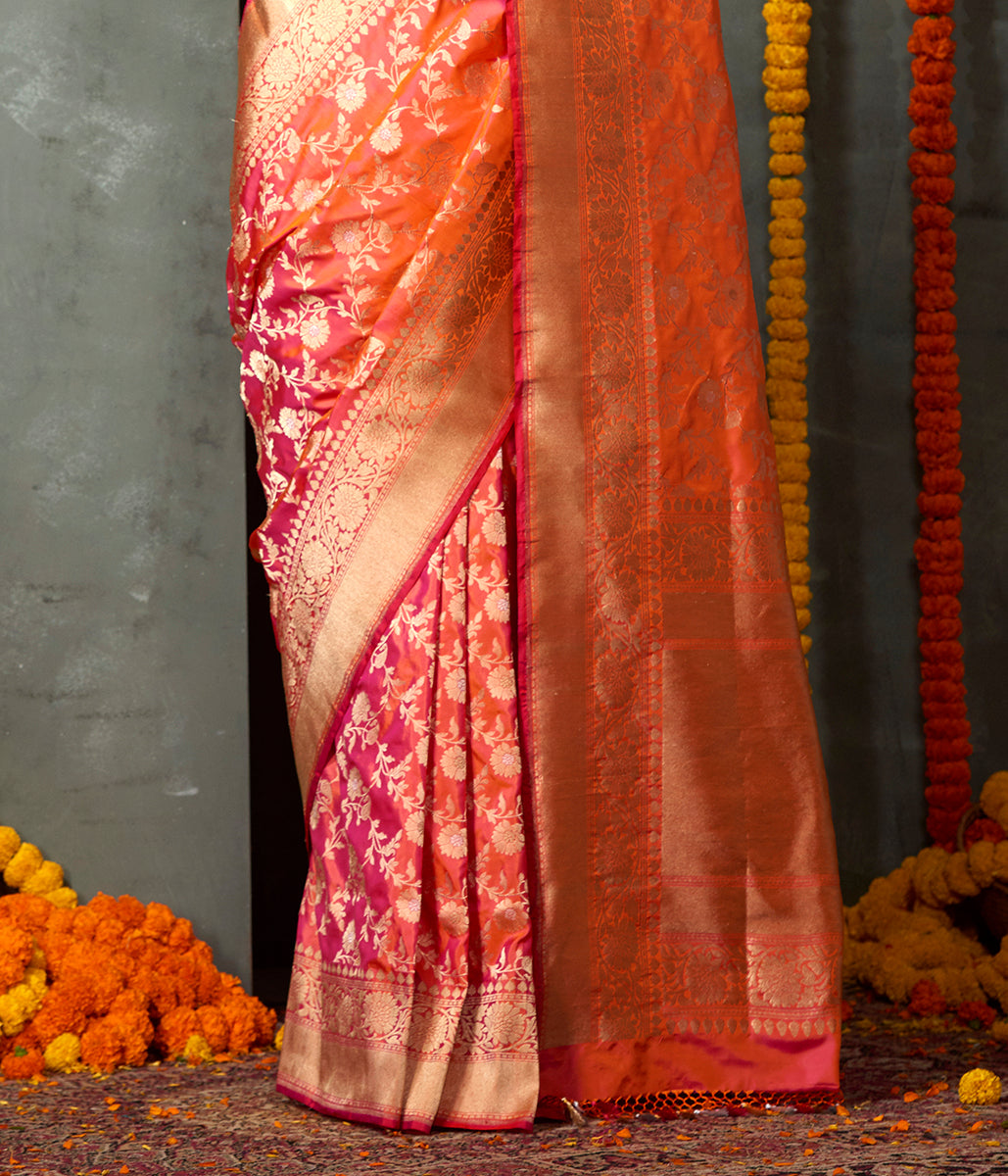 Handloom_Orange_Dual_Tone_Intricate_Weave_Banarasi_Jangla_WeaverStory_04