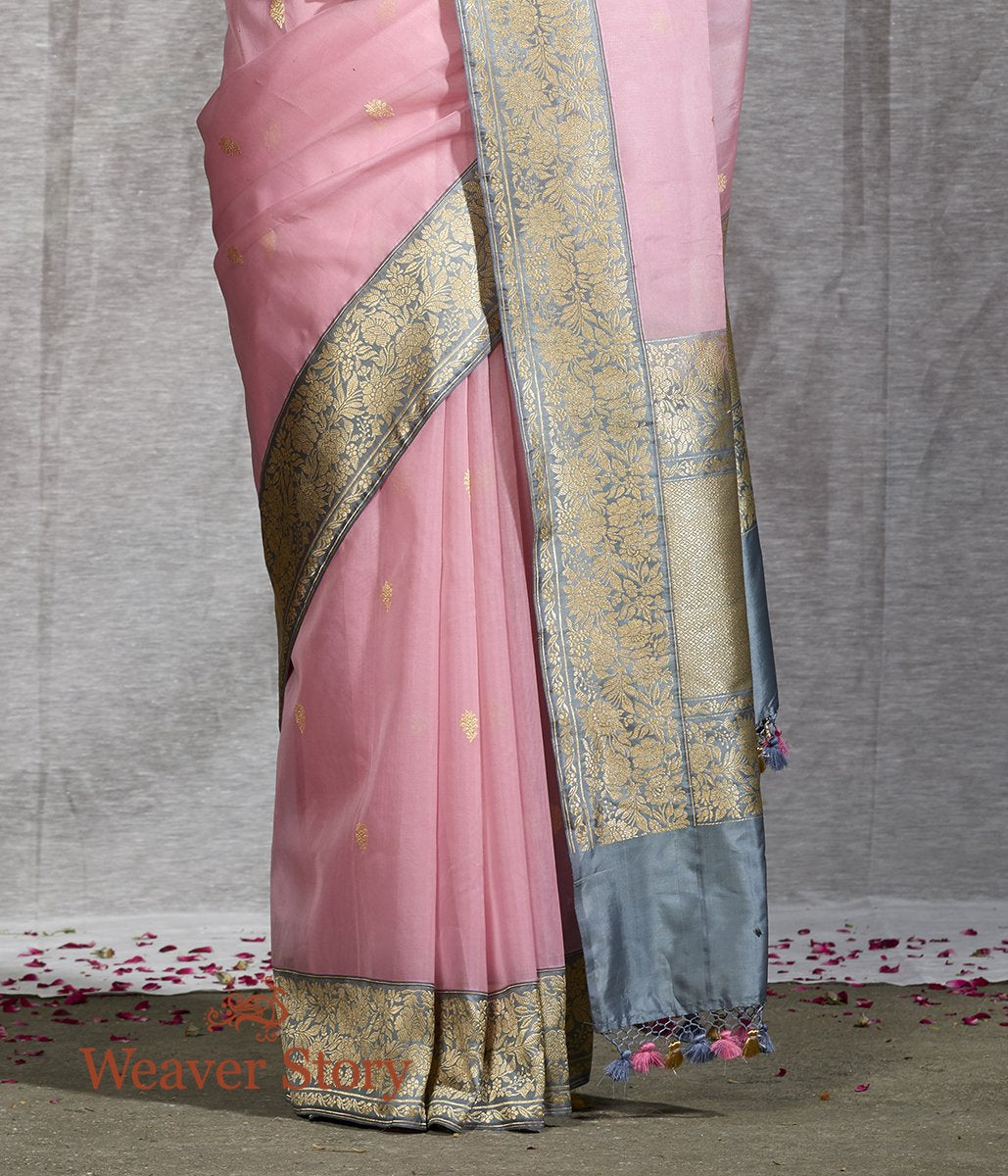 Handloom_Pink_Kora_Silk_Saree_with_Contrast_Floral_Border_WeaverStory_04