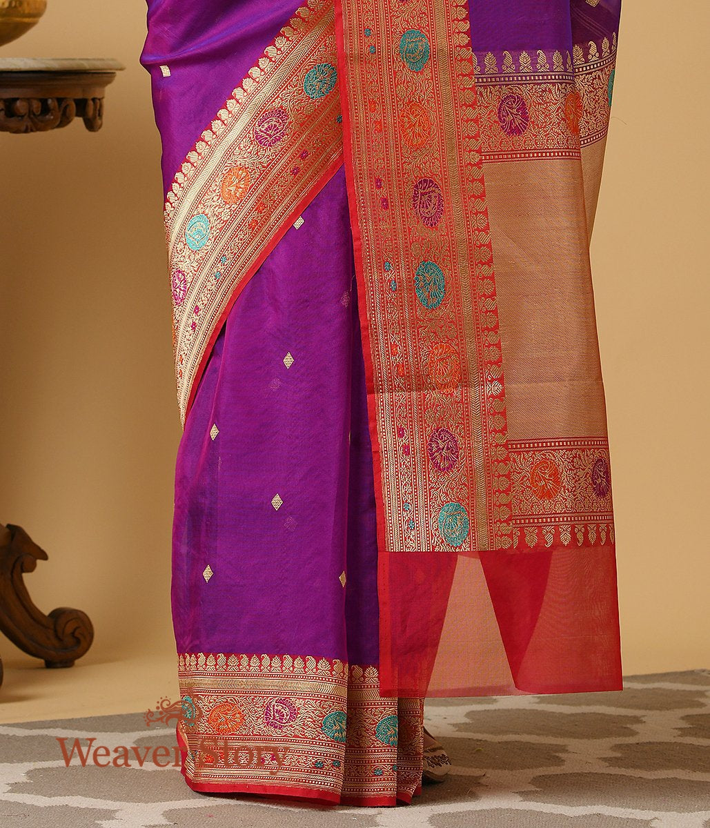 Handloom_Purple_and_Red_Meenakari_Border_Organza_Saree_WeaverStory_04
