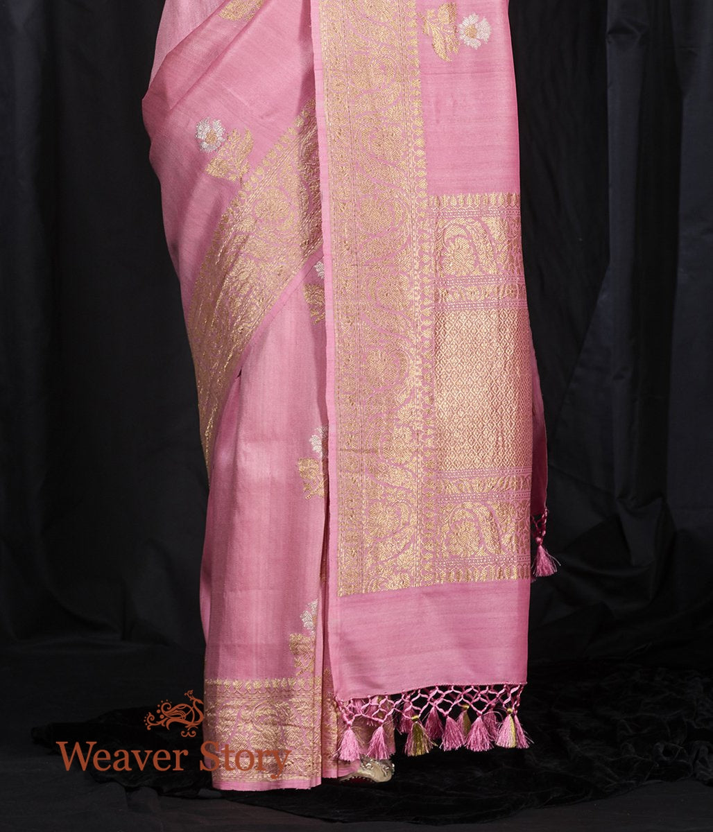 Handwoven_Pink_Tusser_Georgette_Saree_with_Kadhwa_Booti_WeaverStory_04