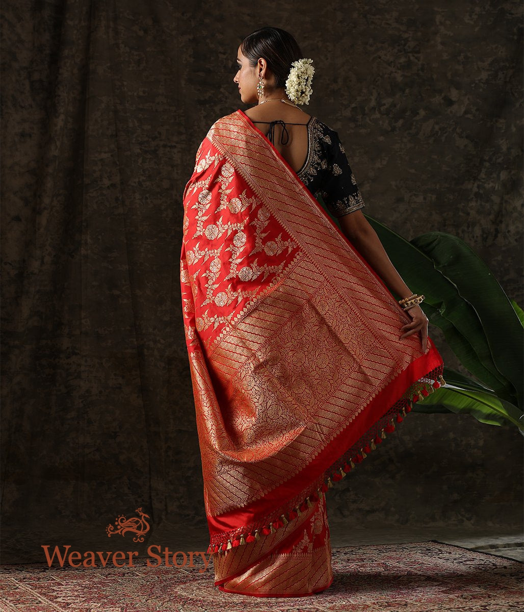 Handloom_Red_Kadhwa_Jangla_Saree_with_a_Diagonally_Woven_Border_WeaverStory_03