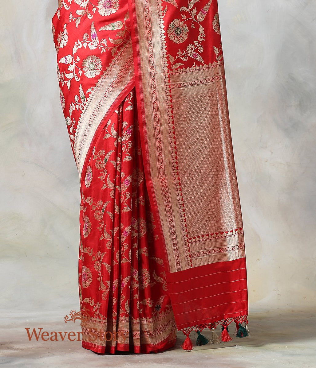 Handwoven_Red_Cutwork_Meenakari_Jangla_Saree_WeaverStory_04