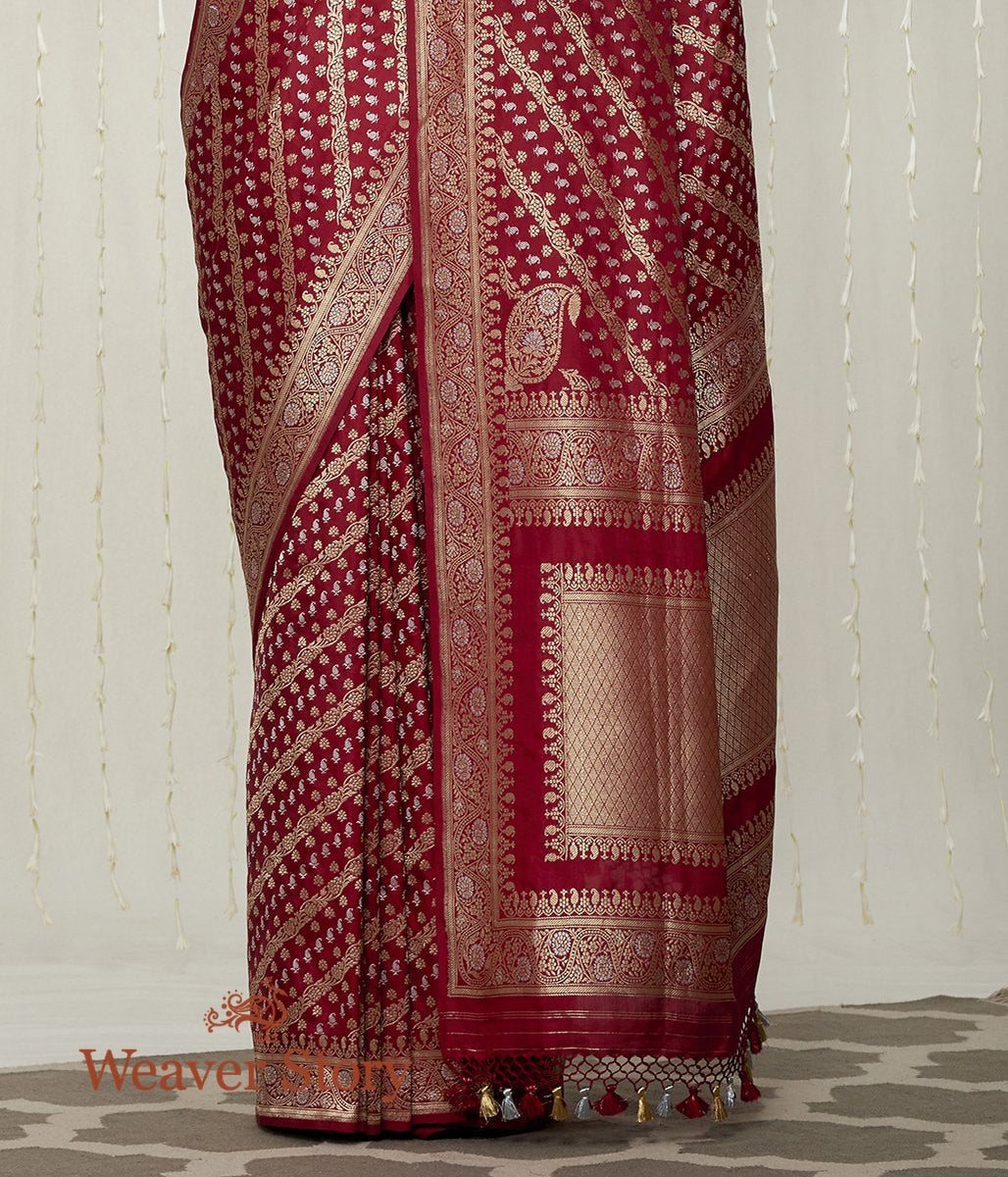 Handwoven_Maroon_Real_Zari_Banarasi_Jangla_WeaverStory_04