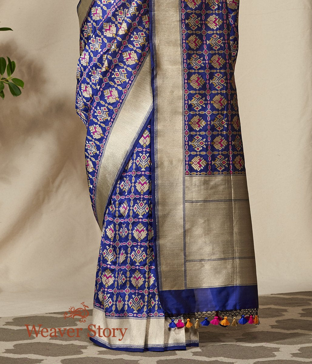 Handwoven_Banarasi_Patola_Saree_in_Blue_with_Meenakari_WeaverStory_04