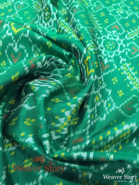 Handwoven_Rajkot_Patola_Silk_Dupatta_in_Green_WeaverStory_04