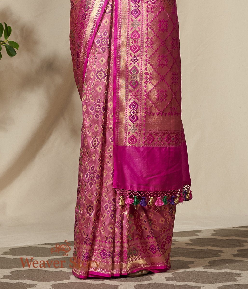 Handwoven_Rose_Pink_Meenakari_Banarasi_Patola_Saree_WeaverStory_04