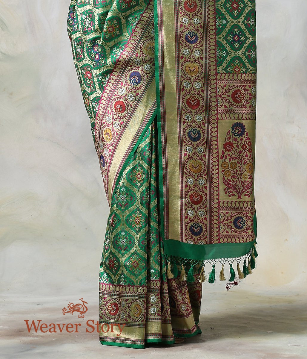 Handloom_Green_Double_Warp_Banarasi_Patola_Saree_with_Meenakari_WeaverStory_04