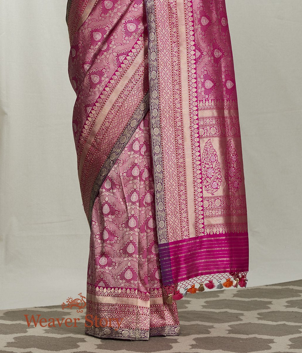 Handloom_Pink_Zari_Kimkhab_Saree_with_Meenakari_Border_WeaverStory_04