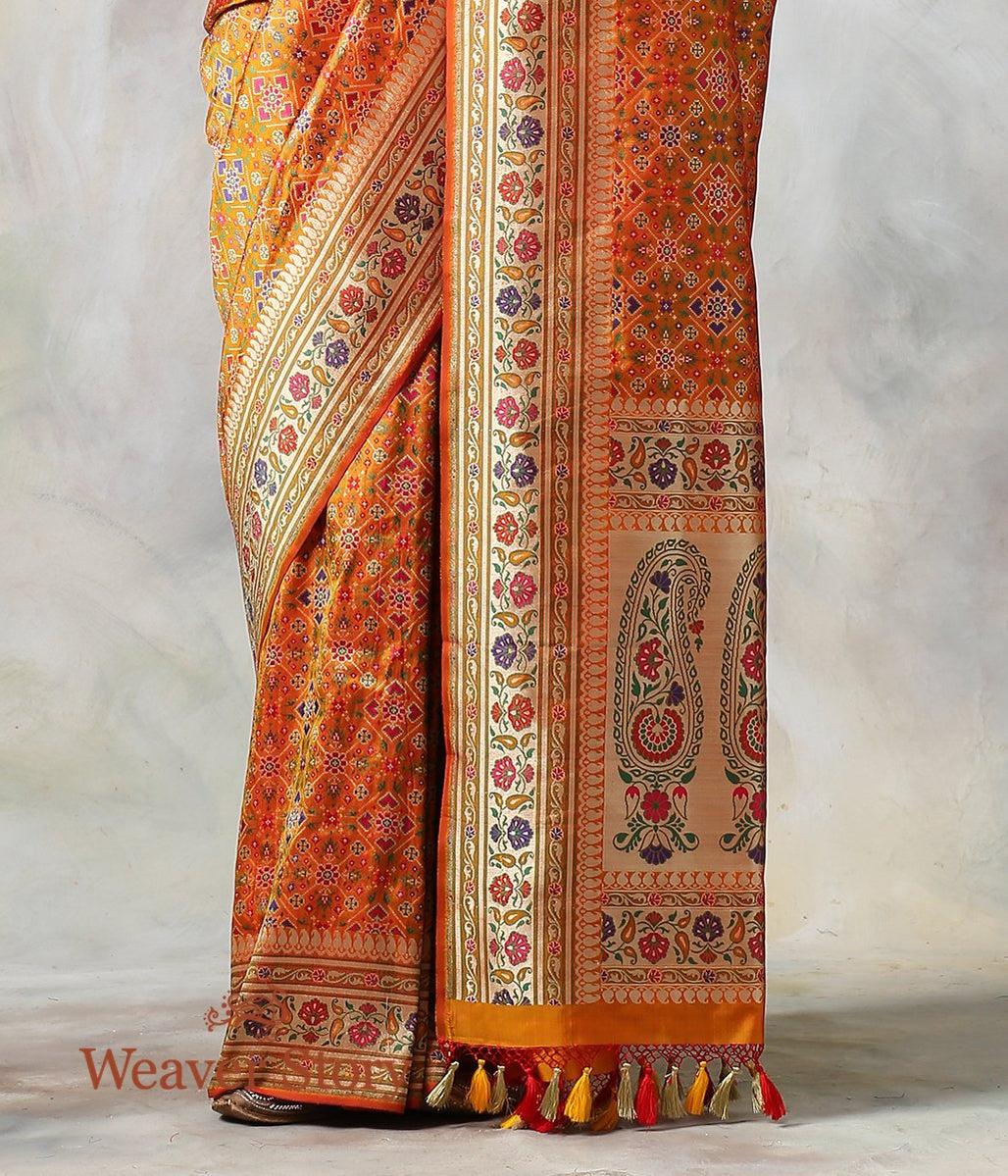 Handwoven_Mustard_Double_Warp_Patola_Saree_with_Meenakari_WeaverStory_04