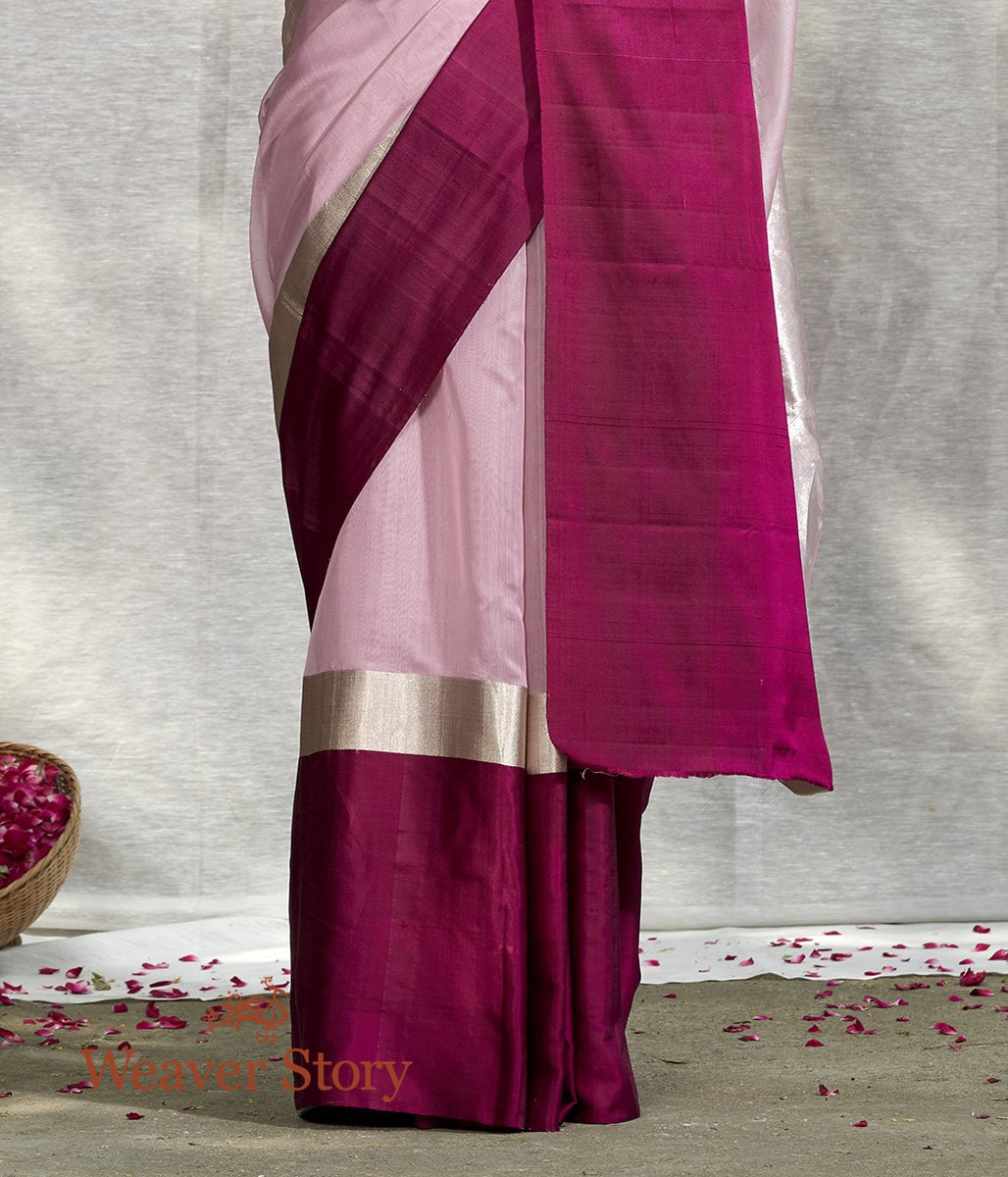 Handwoven_Pink_Plain_Saree_with_Purple_Mushroo_Border_WeaverStory_04