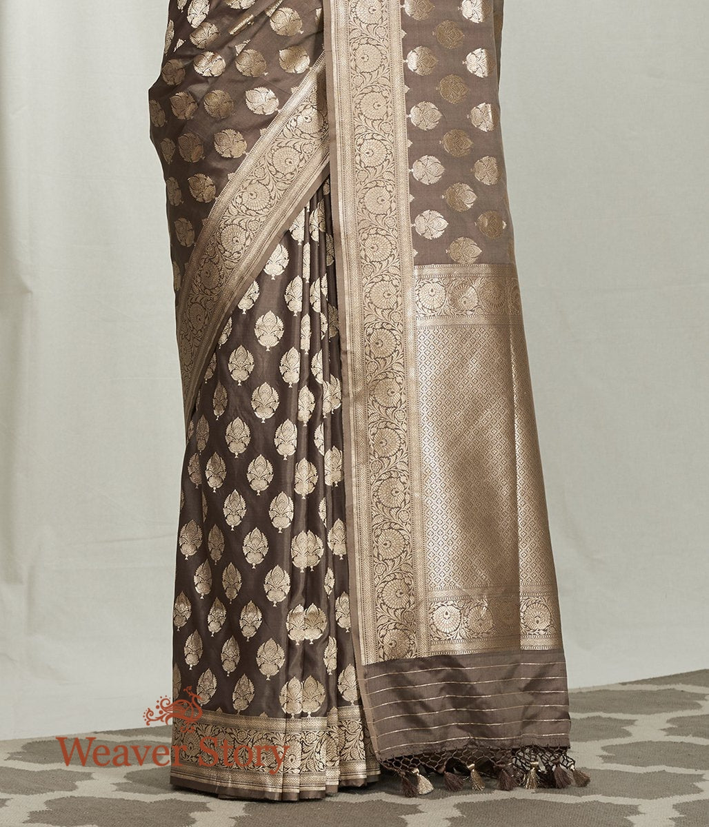 Handwoven_Brown_Banarasi_Cutwork_Booti_Saree_WeaverStory_04