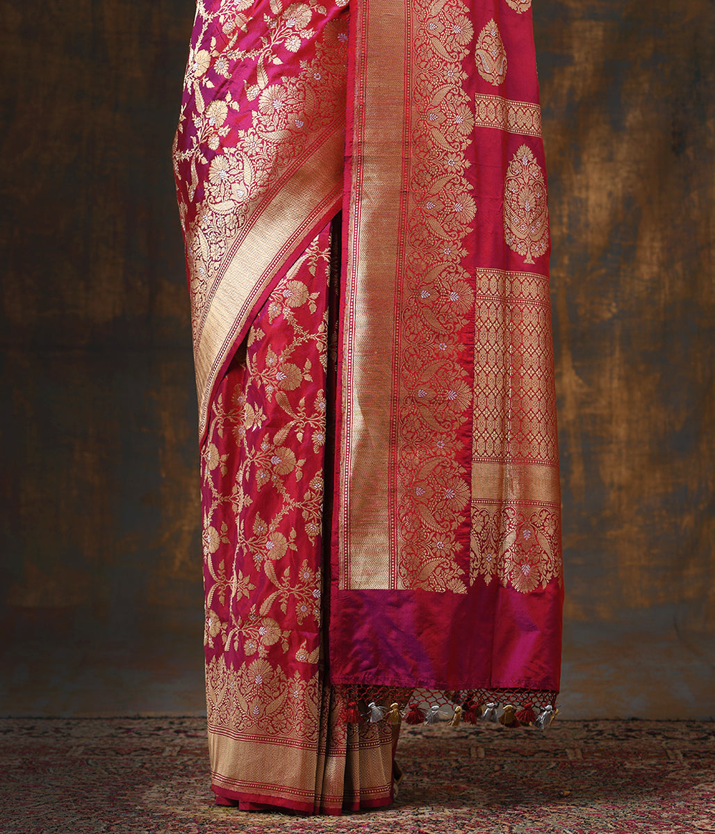 Handloom_Pink_and_Purple_Dual_Tone_Banarasi_Jangla_WeaverStory_04