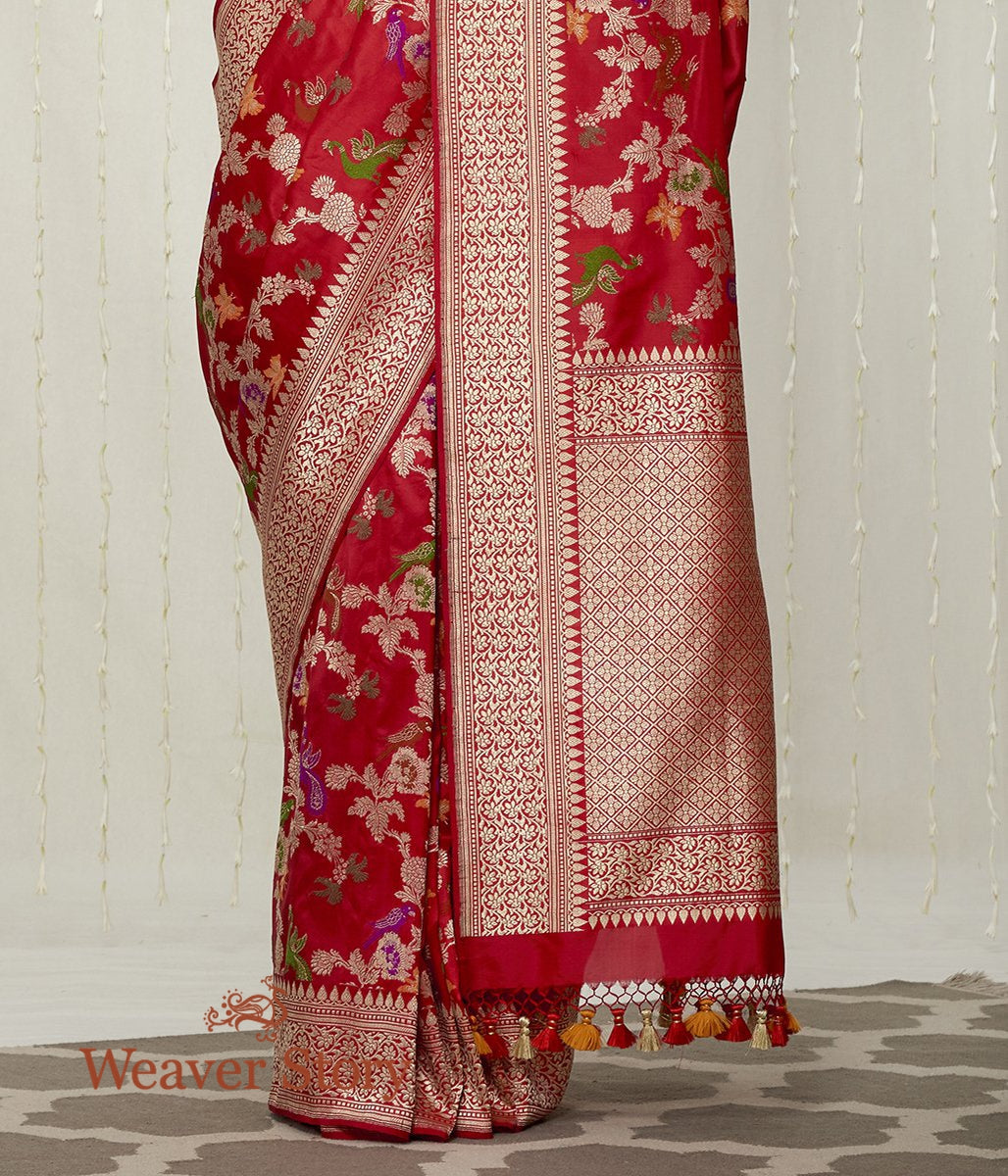Handwoven_Red_Kadhwa_Meenakari_Shikargah_Saree_WeaverStory_04