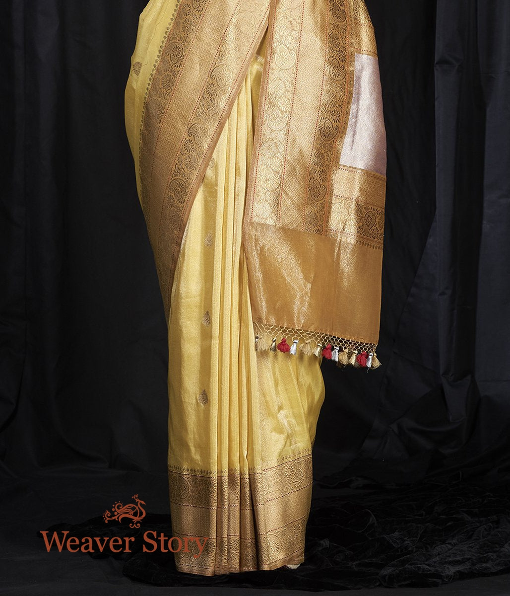 Handwoven_Lemon_Kadhwa_Booti_Saree_woven_in_Silk_Tissue_WeaverStory_04
