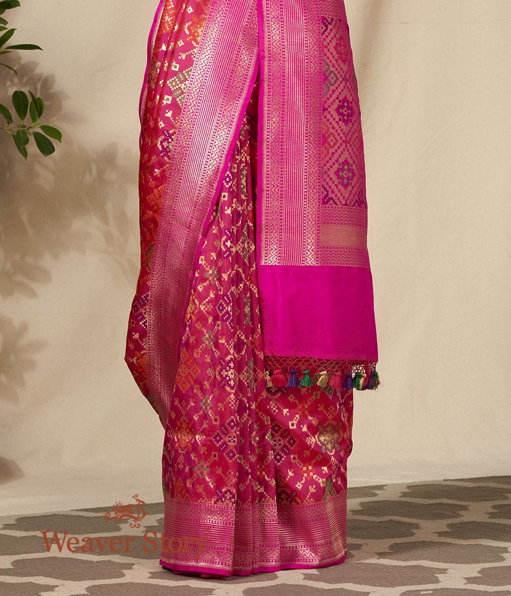 Handwoven_Hot_Pink_Meenakari_Banarasi_Patola_Saree_WeaverStory_04