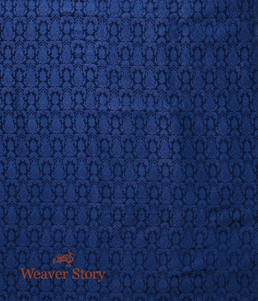 Handloom_Blue_Pure_Satin_Kimkhab_Fabric_WeaverStory_04