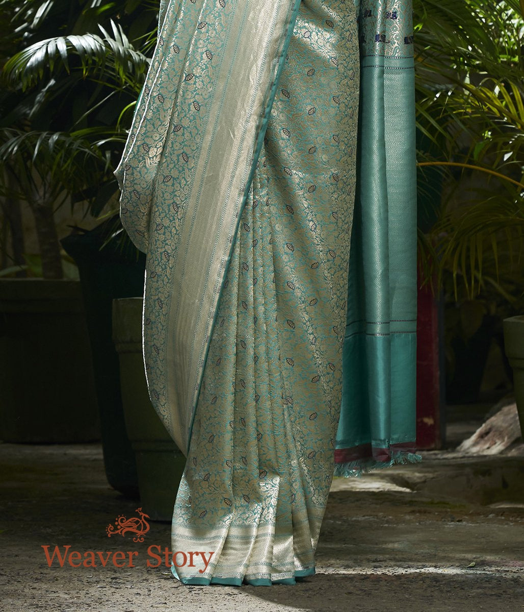 Handwoven_Sea_Green_Kimkhab_Saree_with_Meenakari_WeaverStory_04