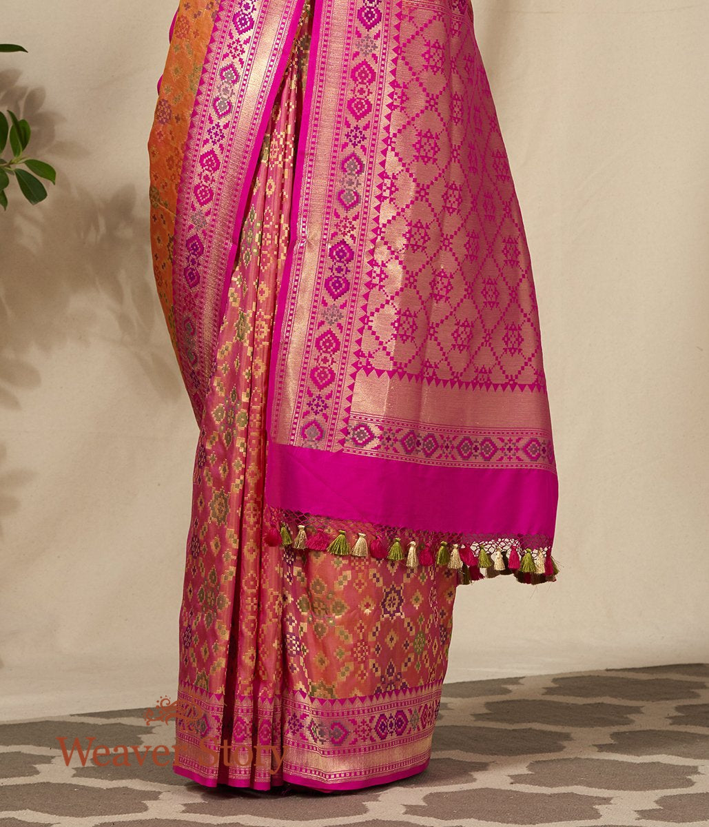 Handloom_Peach_Katan_Silk_Banarasi_Patola_Saree_Cutwork_with_Meenakari_Design_WeaverStory_04