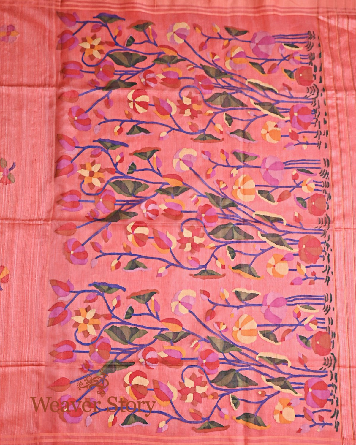 Handwoven_Peach_Matka_Silk_Jamdani_Saree_WeaverStory_04