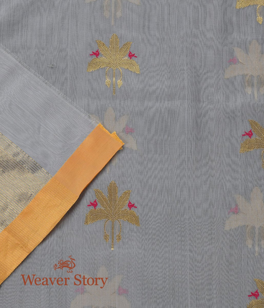 Handloom_Grey_Cotton_Silk_Chanderi_Dupatta_with_Gold_Leaf_Motif_WeaverStory_04
