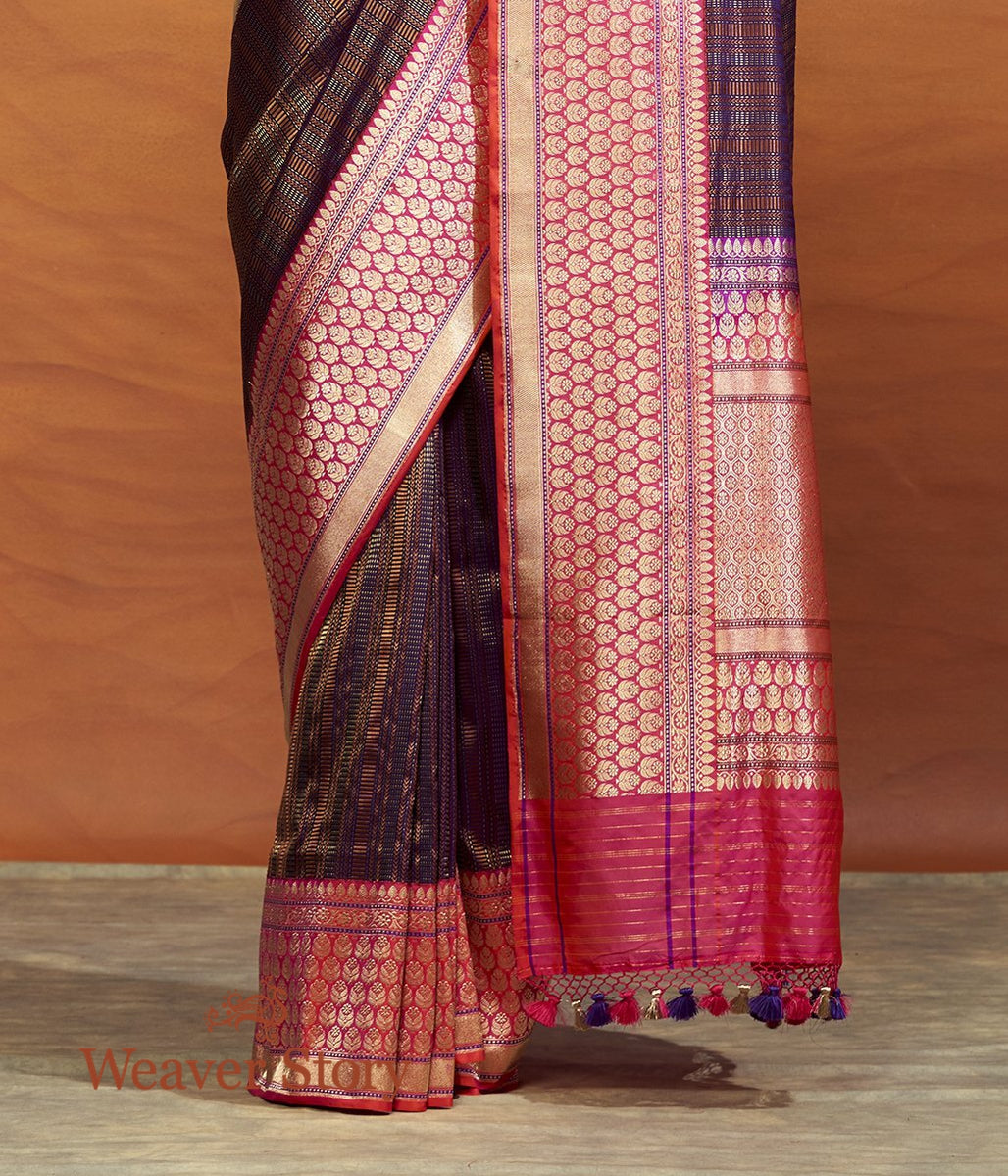 Handloom_Purple_Tanchoi_Saree_with_Pink_Kadhiyal_Border_WeaverStory_04