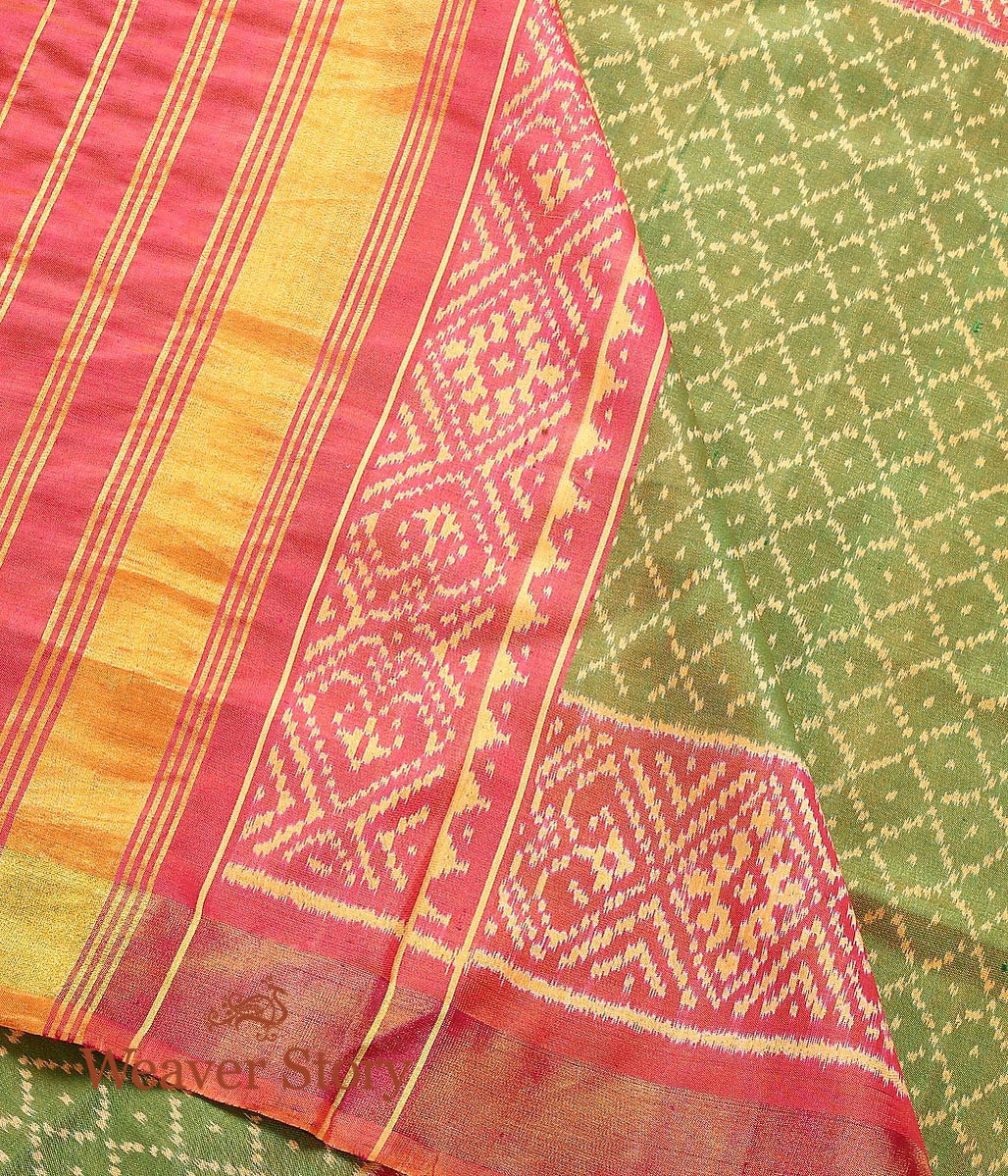 Handloom_Green_and_Pink_Patola_Dupatta_WeaverStory_04