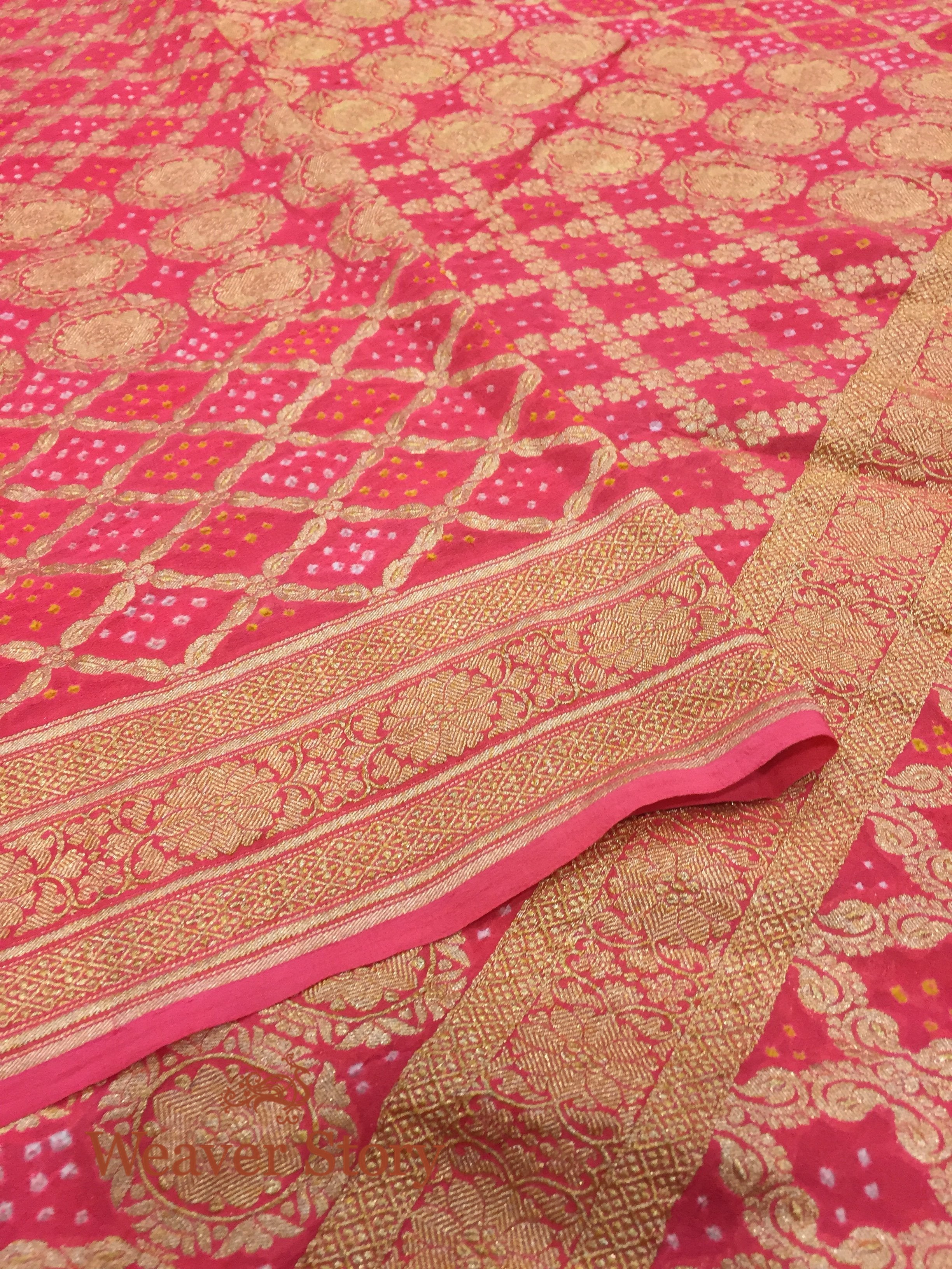 Handloom_Pink_Banarasi_Bandhej_Dupatta_WeaverStory_04
