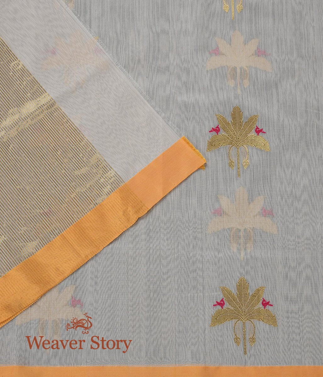 Handloom_Offwhite_Cotton_Silk_Chanderi_Dupatta_with_Gold_Leaf_Motif_WeaverStory_04