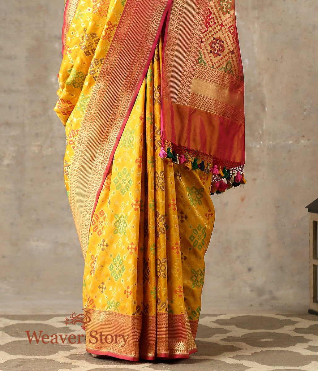 Handwoven_Yellow_Banarasi_Patola_Saree_with_Meenakari_WeaverStory_04