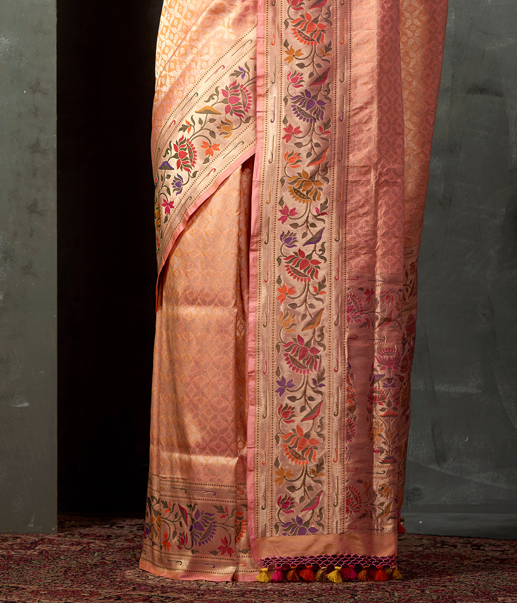 Handwoven_Light_Peach_Dampaj_Saree_with_Paithani_Border_WeaverStory_04