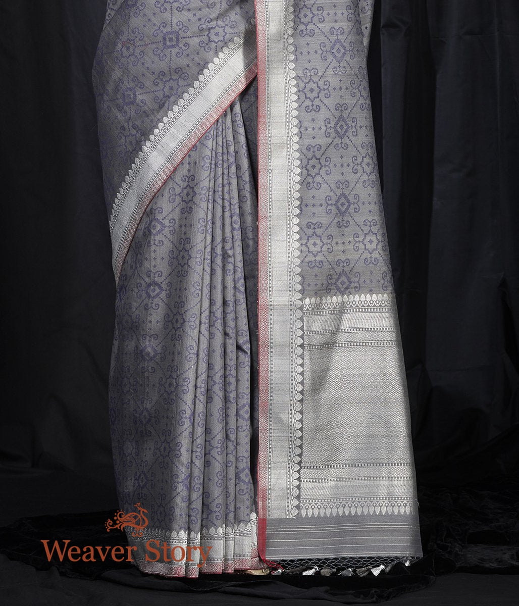 Handloom_Grey_Tusser_Patola_Saree_with_Kadhwa_Border_WeaverStory_04