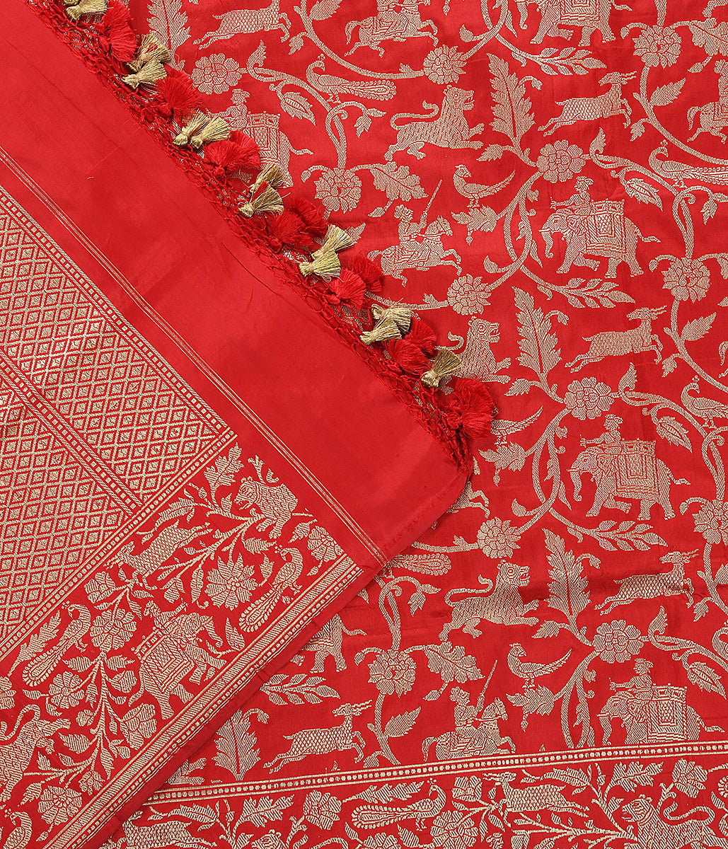 Handloom_Red_Banarasi_Shikargah_Dupatta_WeaverStory_04