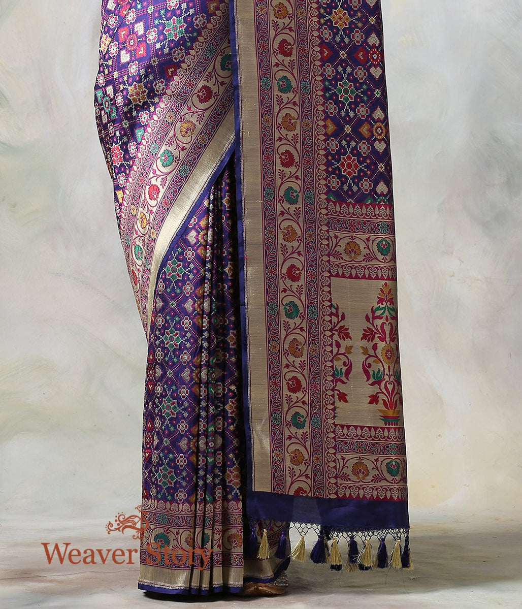 Handwoven_Blue_Double_Warp_Banarasi_Patola_Saree_with_Meenakari_WeaverStory_04